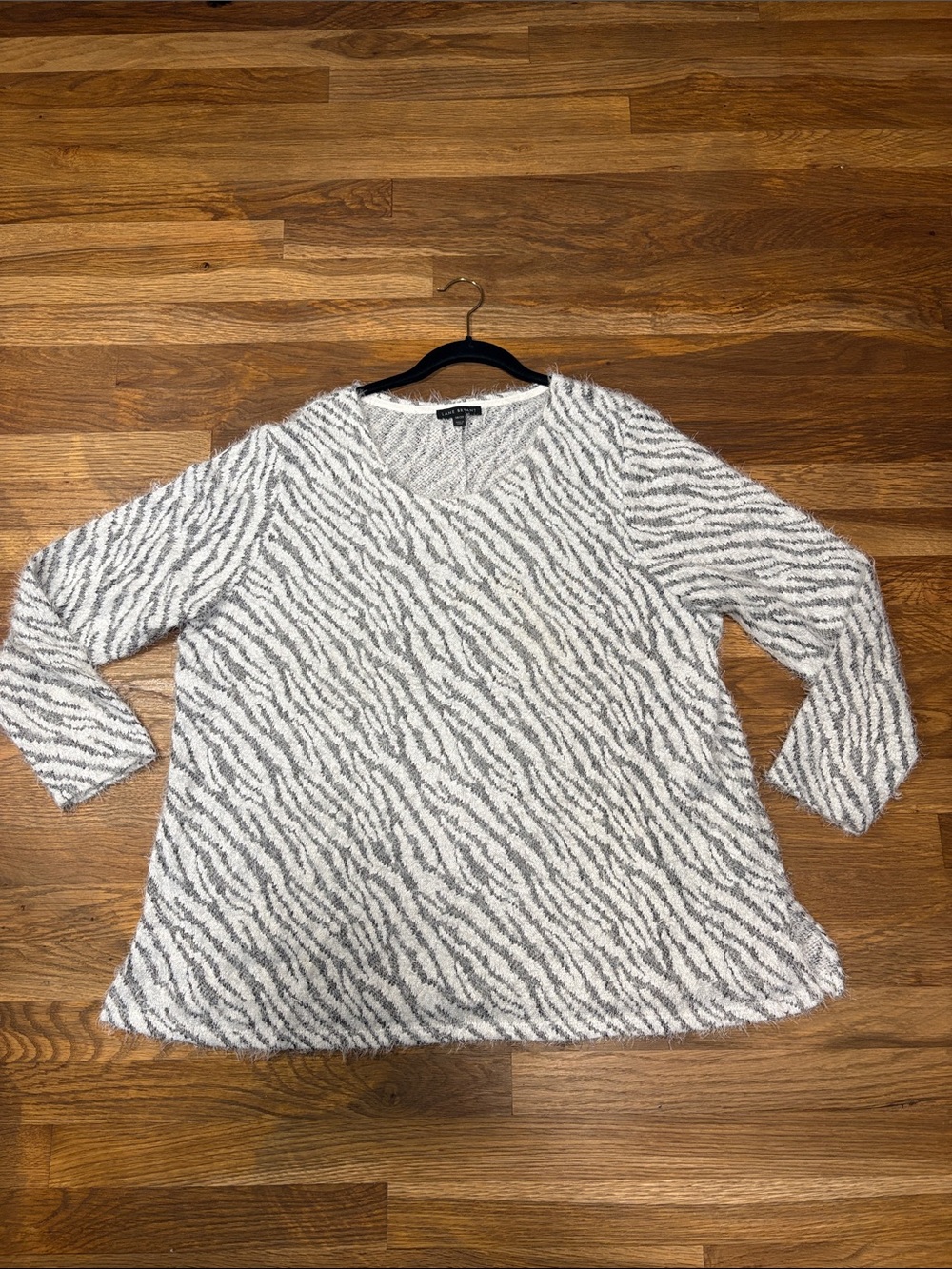 LANE BRYANT fuzzy animal print sweater